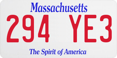 MA license plate 294YE3