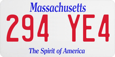 MA license plate 294YE4