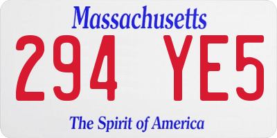 MA license plate 294YE5