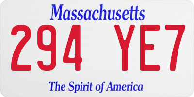 MA license plate 294YE7