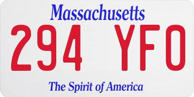 MA license plate 294YF0
