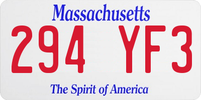 MA license plate 294YF3