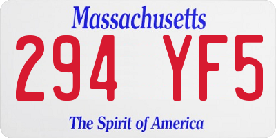MA license plate 294YF5