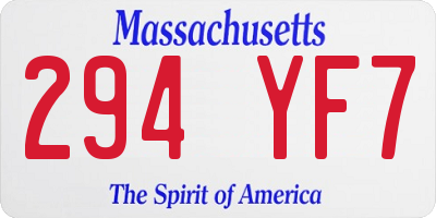 MA license plate 294YF7
