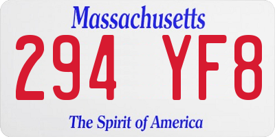 MA license plate 294YF8