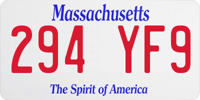 MA license plate 294YF9