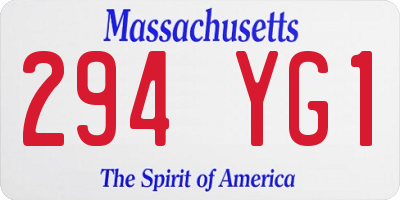 MA license plate 294YG1