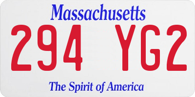 MA license plate 294YG2