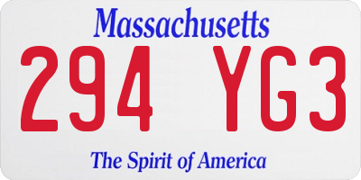 MA license plate 294YG3
