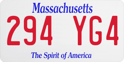 MA license plate 294YG4