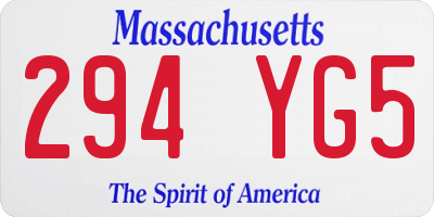 MA license plate 294YG5