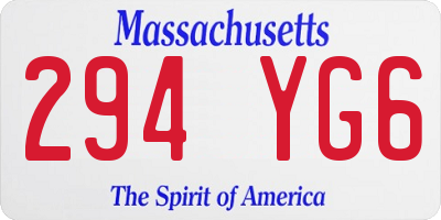 MA license plate 294YG6