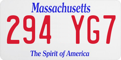 MA license plate 294YG7