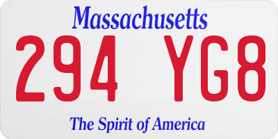 MA license plate 294YG8