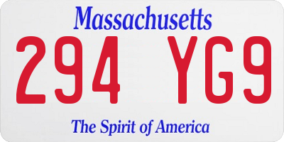 MA license plate 294YG9