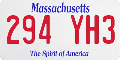 MA license plate 294YH3