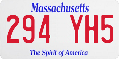MA license plate 294YH5