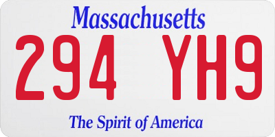 MA license plate 294YH9