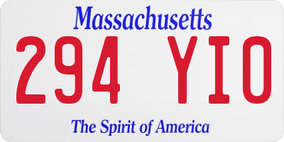 MA license plate 294YI0
