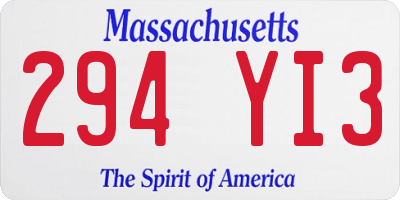 MA license plate 294YI3