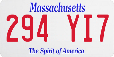 MA license plate 294YI7