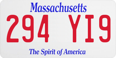 MA license plate 294YI9