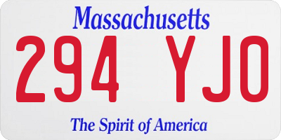 MA license plate 294YJ0