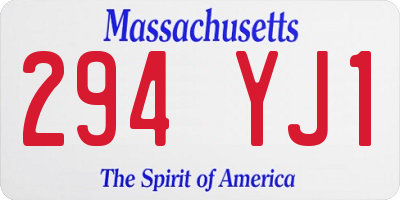 MA license plate 294YJ1