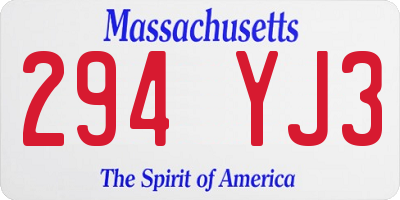 MA license plate 294YJ3