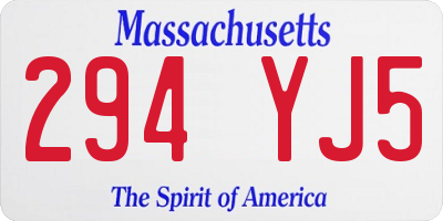 MA license plate 294YJ5