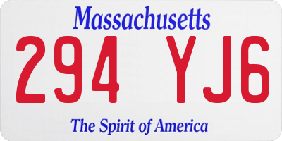 MA license plate 294YJ6