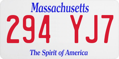 MA license plate 294YJ7