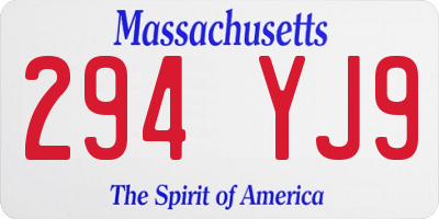 MA license plate 294YJ9