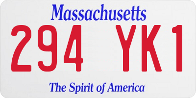 MA license plate 294YK1