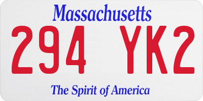 MA license plate 294YK2