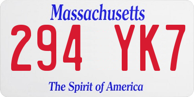 MA license plate 294YK7