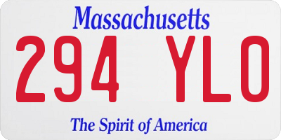 MA license plate 294YL0