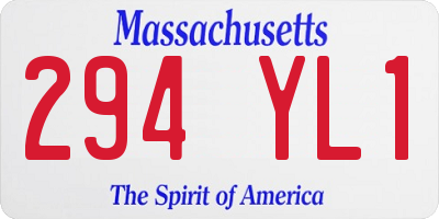 MA license plate 294YL1