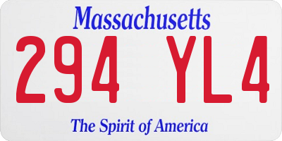 MA license plate 294YL4