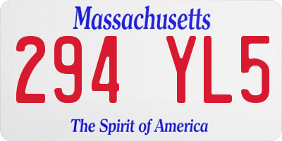 MA license plate 294YL5