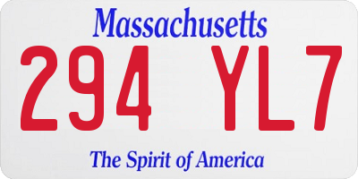 MA license plate 294YL7