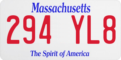 MA license plate 294YL8