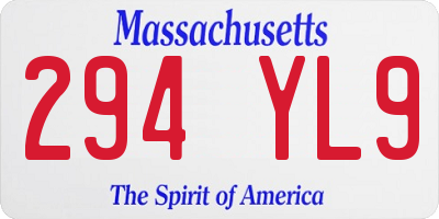 MA license plate 294YL9