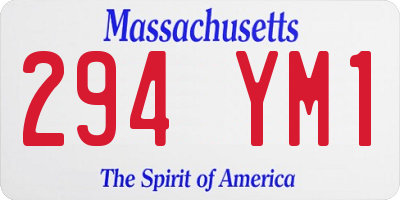 MA license plate 294YM1