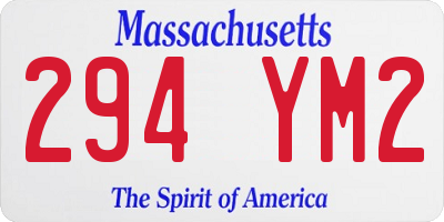 MA license plate 294YM2