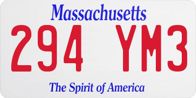 MA license plate 294YM3