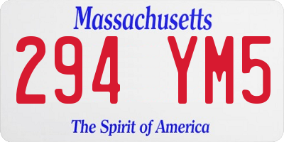 MA license plate 294YM5