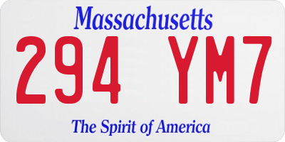 MA license plate 294YM7