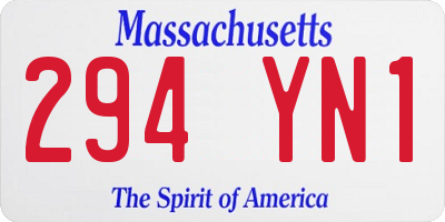 MA license plate 294YN1