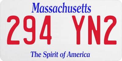 MA license plate 294YN2